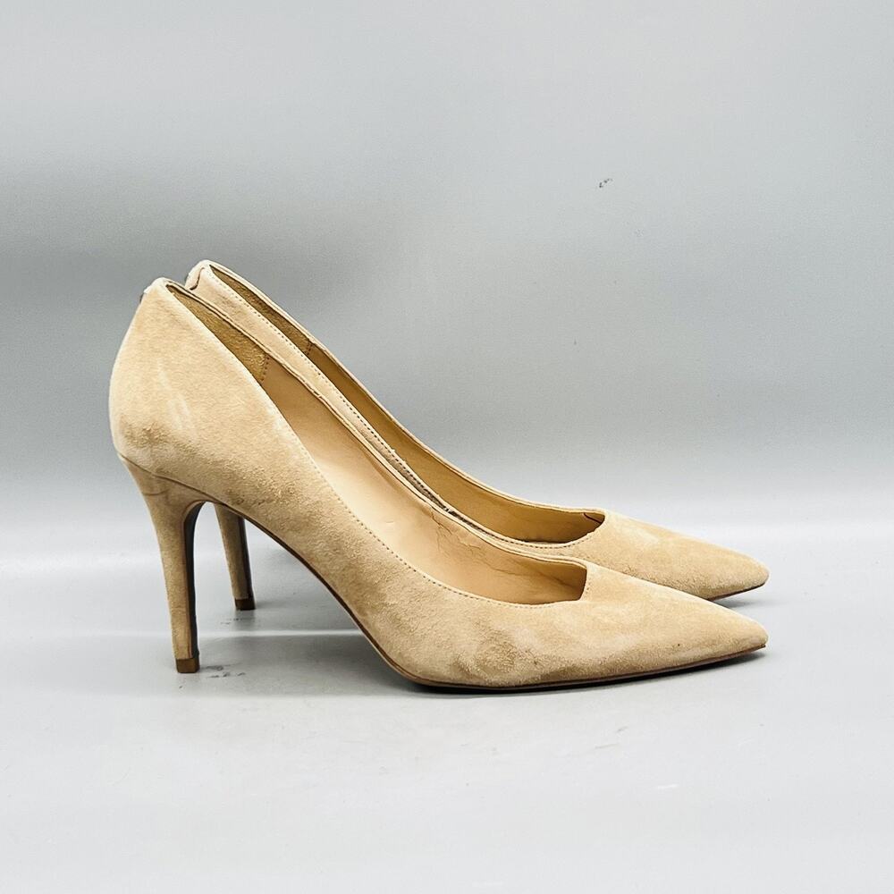 Sam Edelman Shoes Womens 9.5 Beige Suede Pumps Pointed Toe Stiletto Heel Dress